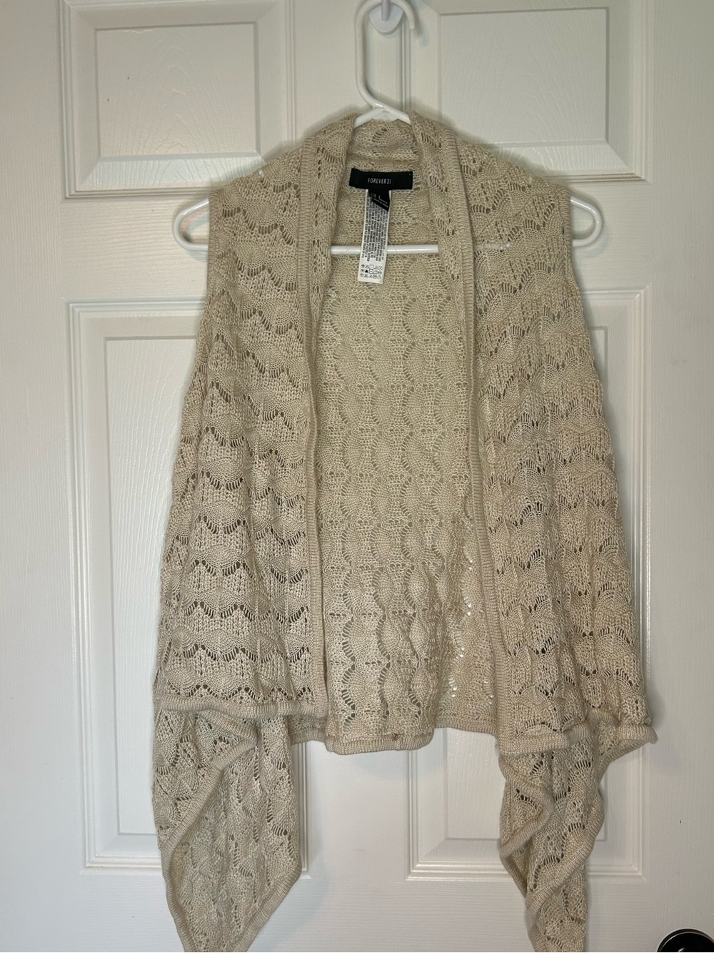 Forever 21 Cream Open Knit Draped Cardigan Shawl